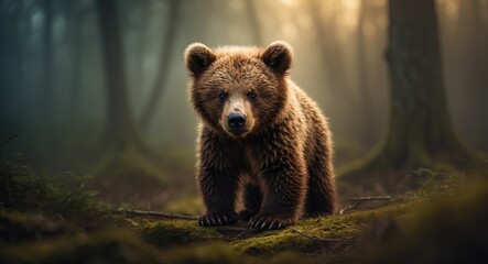 Fototapeta premium young cinnamon-colored bear cub