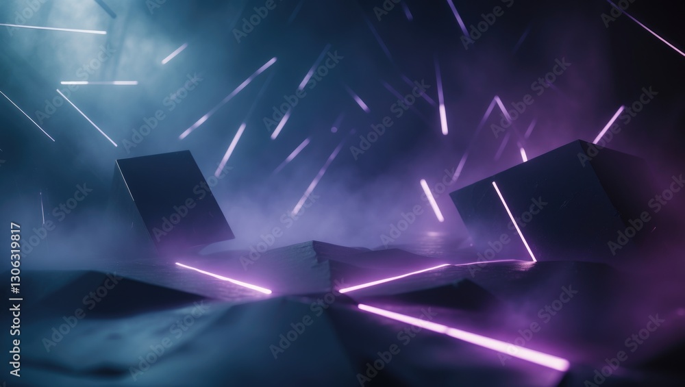 Poster geometric pattern background of abstract dark matter with atmospheric lighting effects