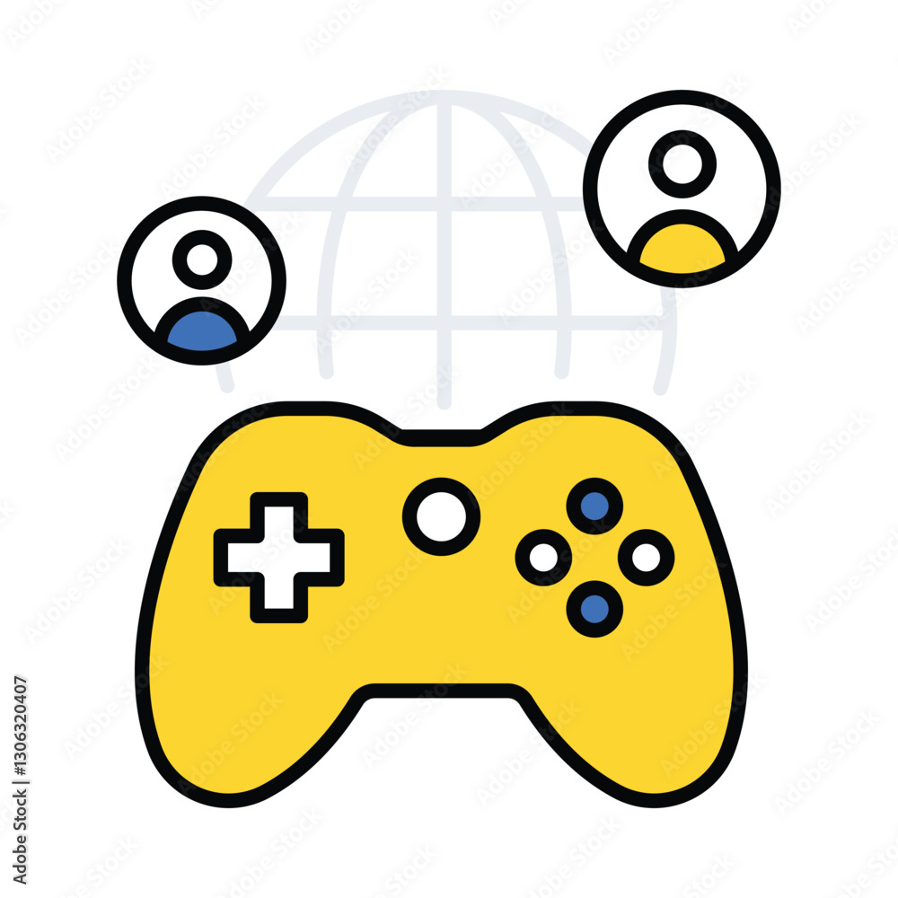 Poster global game vector filled outline icon. eps 10 file