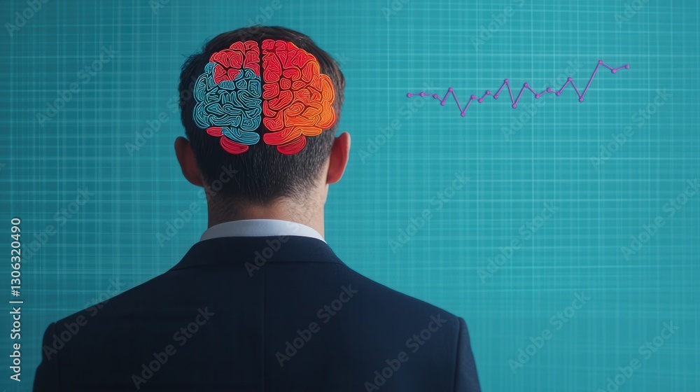 Poster human brain visualization with colorful neural connections and data
