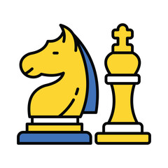 Chess pieces vector filled outline icon. EPS 10 file