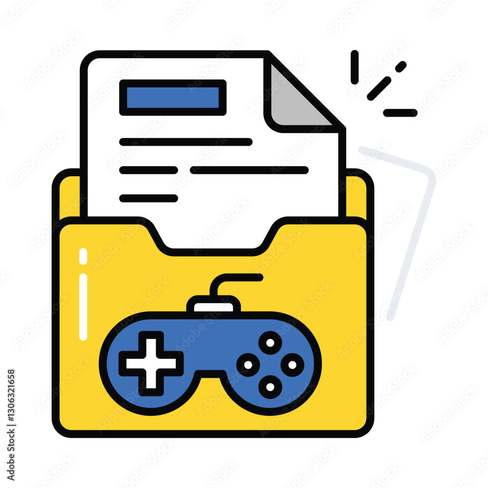 Poster game folder vector filled outline icon. eps 10 file