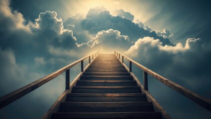Obraz premium pathway to the clouds symbolizes dreams, achievements, and goals.