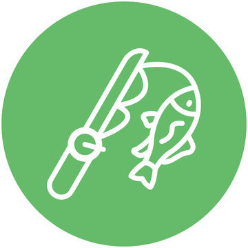 fishing rod catching fish green circle clip art preview