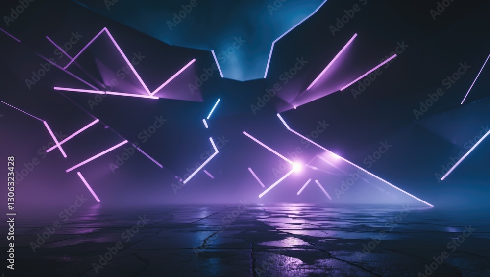 Aufkleber geometric dark matter abstract backdrop with luminous patterns