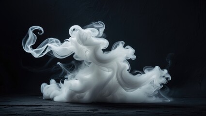 A dark background featuring the outline of swirling white smoke.