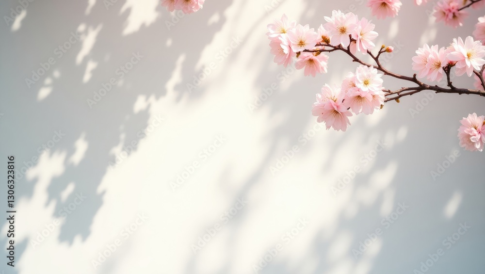 Poster soft blurred overlay for photos captured in natural light. on a light-colored wall, the branches of 