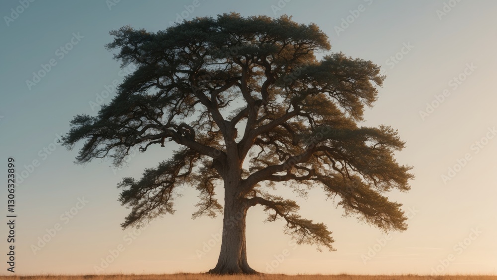 Poster lofty tree basking in the gentle glow of sunlight