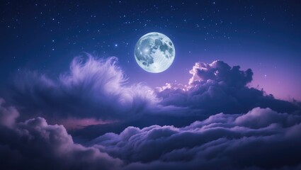 Fototapeta premium night sky featuring a crescent moon amidst beautiful clouds