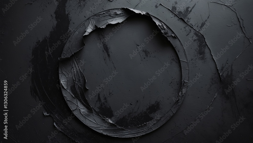 Poster textured dark background with a scratched halftone effect. modern abstract art with a distressed cir