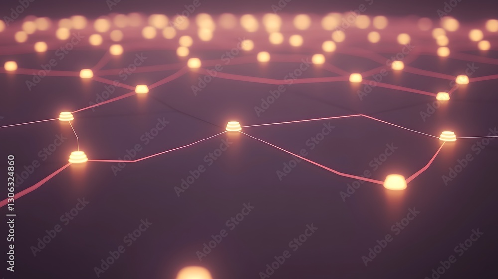 Poster abstract network connection glowing nodes digital technology background