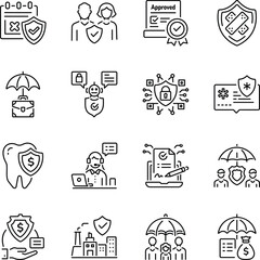 Collection of Linear Style Insurance Icons 

