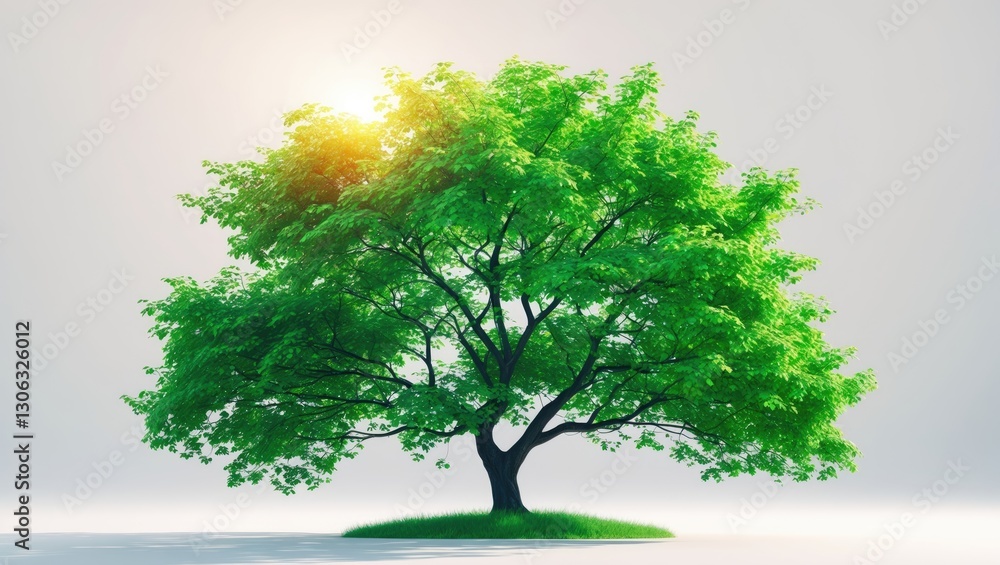 Poster separate green trees on a white backdrop. are summer forests and leaves offered as cut-path and alph