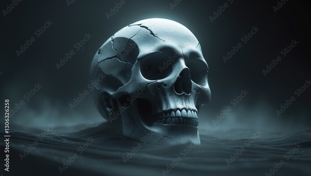 Aufkleber 2d image of an abstract binary skull