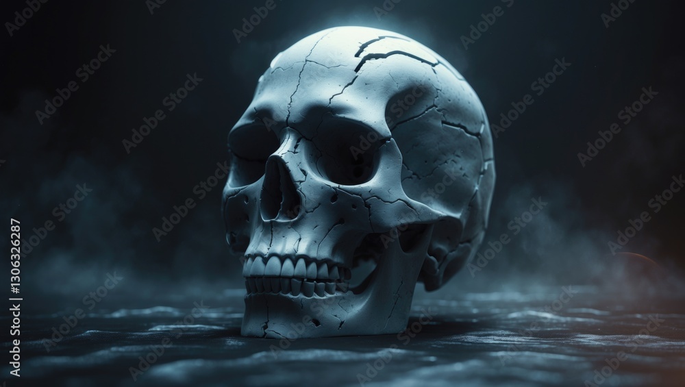 Poster abstract 2d depiction of a binary skull