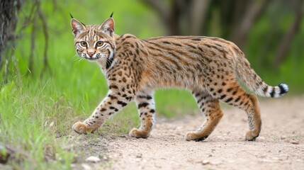 Fototapeta premium Wildcat Strolling Trail, Spring Woods