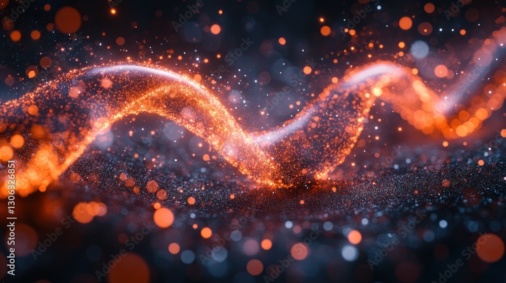 Poster abstract swirling fiery particles on dark background with bokeh effect. possible use digital backdro