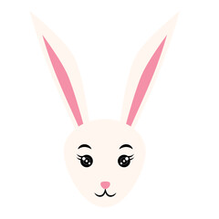 Cute Cartoon Rabbit Face Illustration