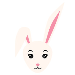 Cute Cartoon Rabbit Face Illustration