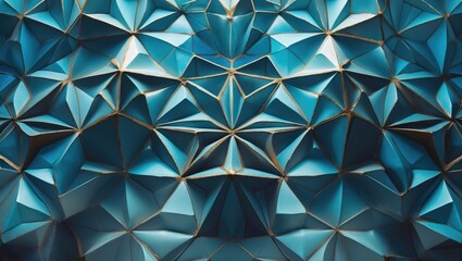 Geometric Interior Design Featuring Luxurious Star Pattern with Continuous Lines on a Blue Tiffany Background