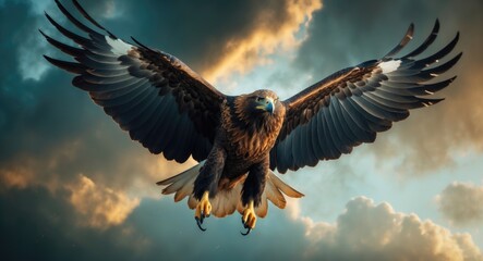 Fototapeta premium Eagle Soaring Through the Skies of India