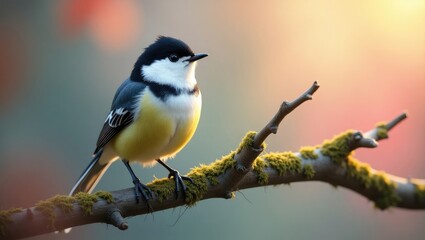 Obraz premium image of a white wagtail (Motacilla alba alba) perched on a branch