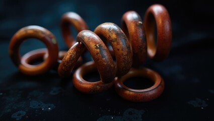 colorful wooden rings crafted for annual use