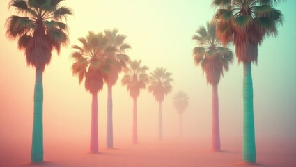 palm trees in soft pastel hues