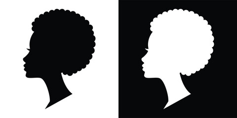 Silhouette of a woman with afro hair illustration