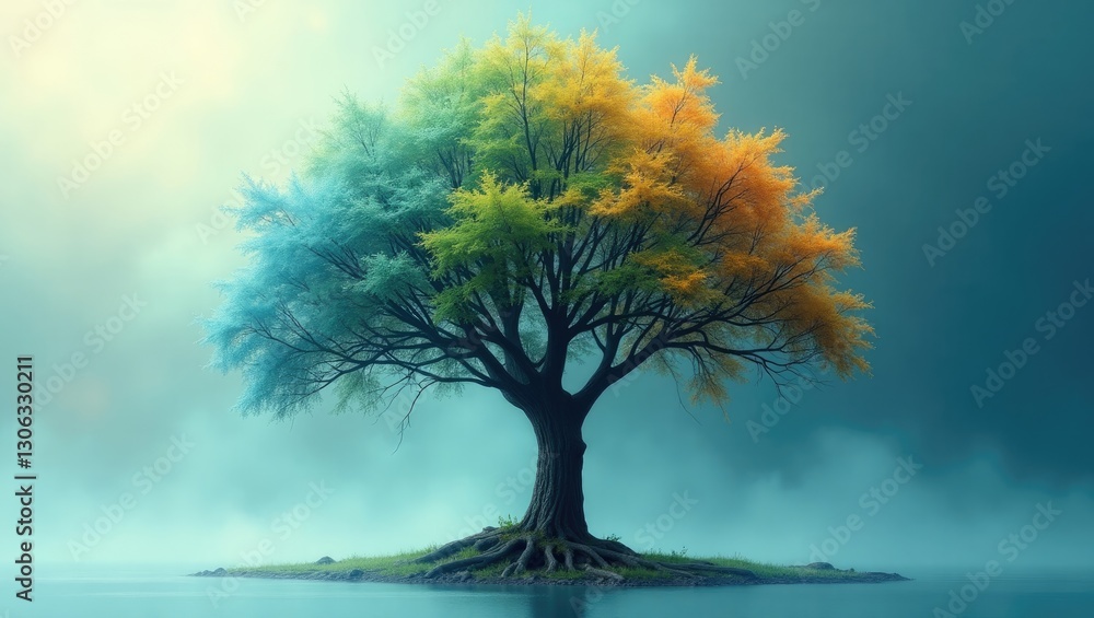 Poster tree featuring an alpha channel and clipping path set against a translucent backdrop