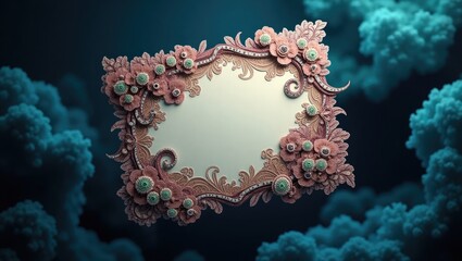 Zentangle-inspired invitation card design featuring a paisley border and wavy doodles as decorative elements.