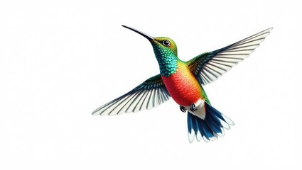 Obraz premium Colorful Hummingbird Illustration. Image placed on a white background.