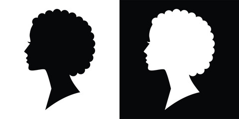 A silhouette of a woman's head with a curly hair vector