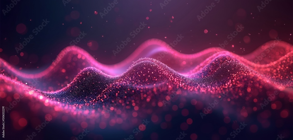 Poster illustration of digital wave background concept. network lines connect in flow. falling cyber red, p