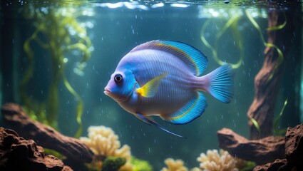 Fototapeta premium The powder brown tang in the aquarium, Acanthurus japonicus