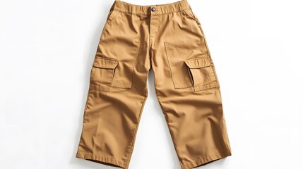 Classic cargo pants: A pair of cargo pants in a neutral brown hue, featuring multiple pockets for practicality and a relaxed fit, a timeless style suitable for casual wear and outdoor activities.
