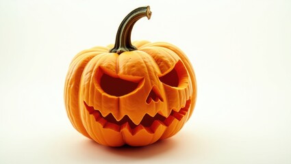 Carved Halloween pumpkin set against a plain white background