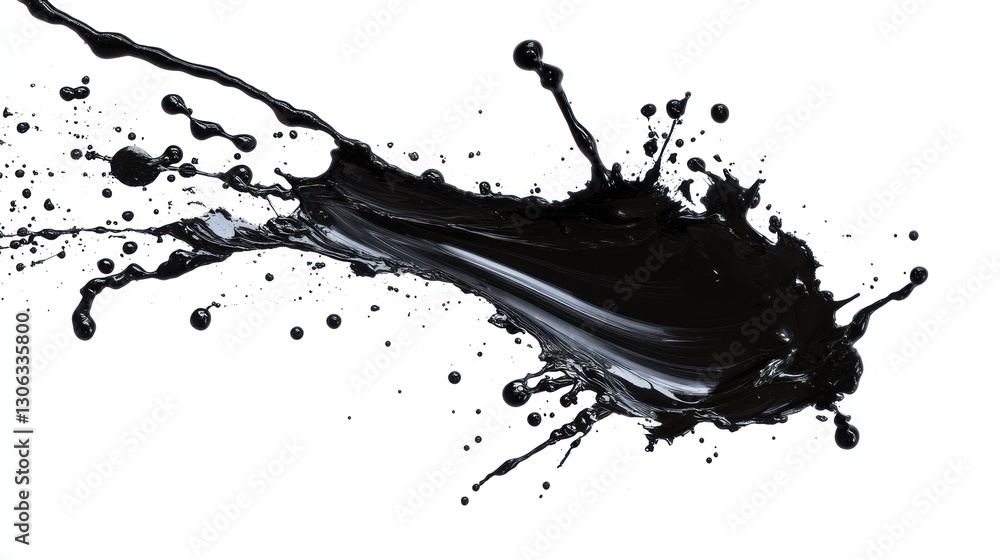 Poster isolated splash of black paint on a white backdrop captures fluid motion creating dynamic artistic e