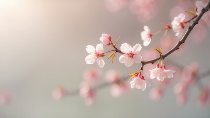 Obraz premium Single cherry blossom twig
