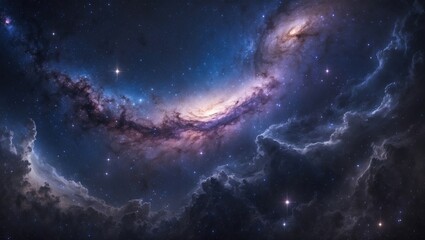 Obraz premium Celestial bodies in the night sky, including nebulae and galaxies