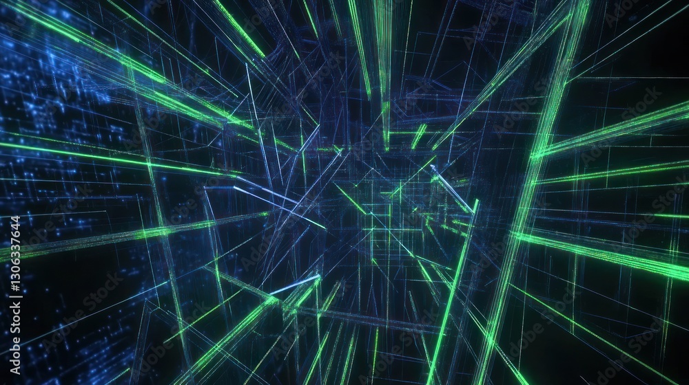 Poster abstract futuristic digital structure showcasing network connections and technological advancement w