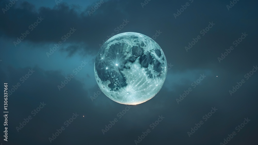 Poster half moon backdrop the moon is a celestial object that revolves around earth, serving as its sole co