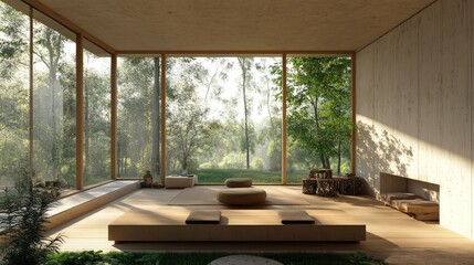 Fototapeta premium Serene Minimalist Home Interior Featuring Upcycled Furniture and Natural Light