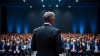 Business Speaker Addressing Audience at Conference