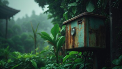 A photograph of a garden light cable box taken in Batu Licin, Indonesia, on February 14, 2021, to assist with the installation of the garden light cable box.