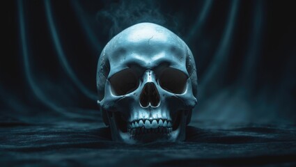 Fototapeta premium Skull placed against a dark backdrop.