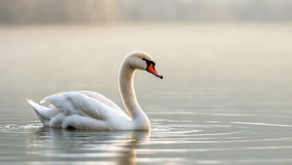 Obraz premium Elegant Swan Gliding Through Ripples