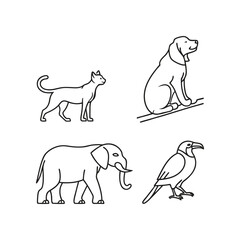 animal editable line icons