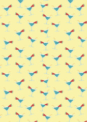 Cocktail doodle pattern, summer drinks illustration vector