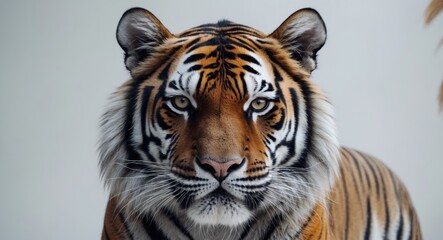 Obraz premium Tiger against a light backdrop.